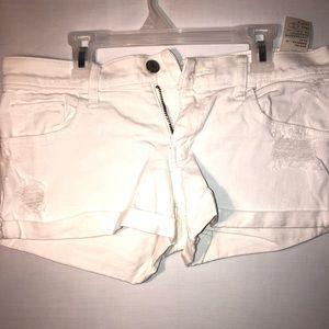 Hollister white denim distressed shorts